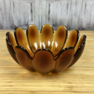 Indiana Glass 12 Petal Lotus Bowl Amber